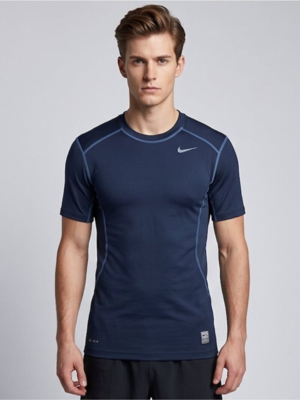 Nike Pro Combat Dri-FIT Fitted Training Shirt | Navy Blue Athletic Base Layer